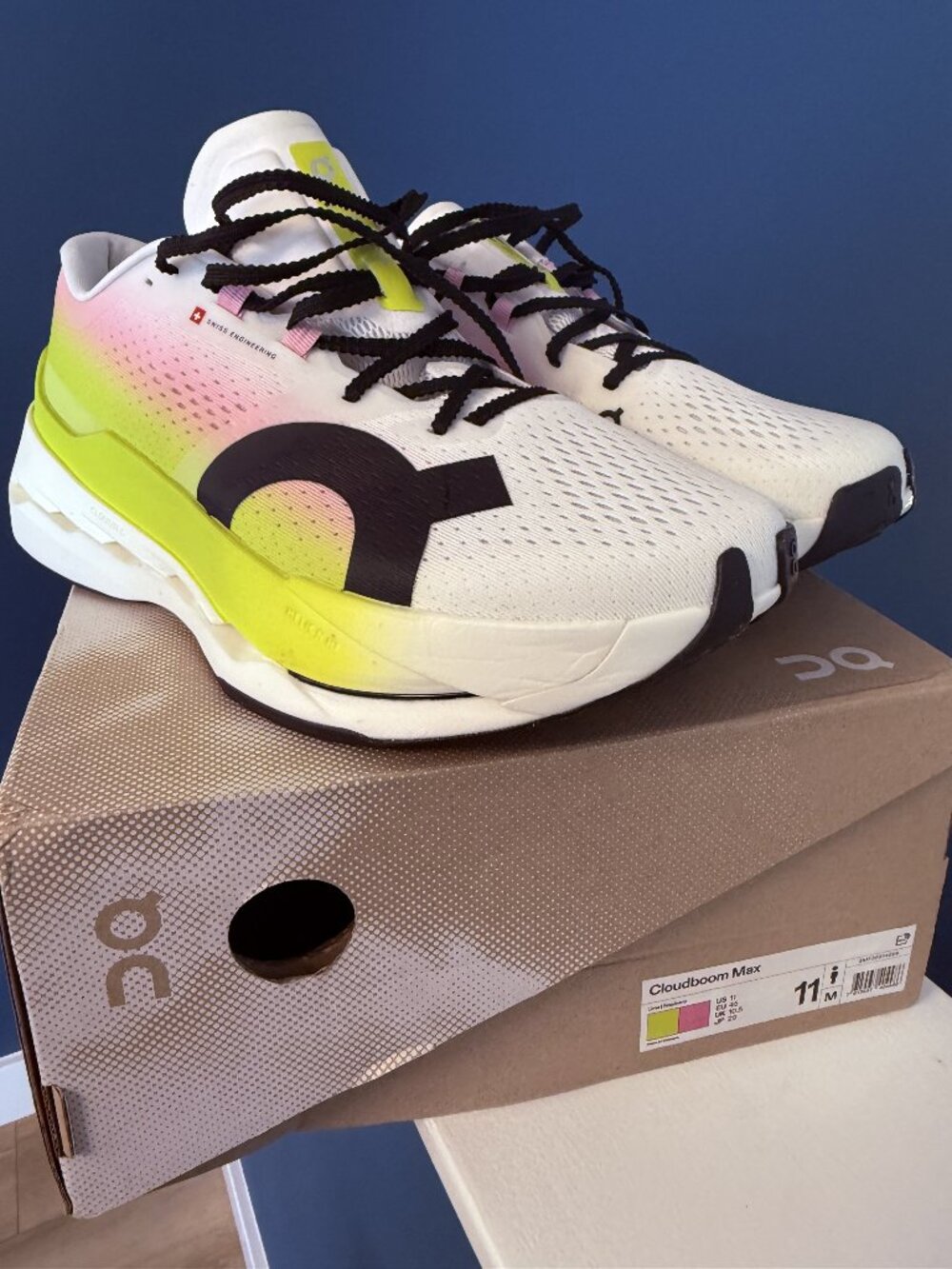 On: Cloudboom Max Lime Raspberry Running Shoes Sz 11